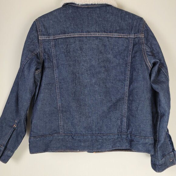 Gap Boys Sherpa Lined Denim Jacket Button Up Medium Warm Trucker Style - Picture 4 of 10